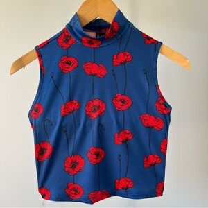 Turtle Neck Sleeveless Floral Top.